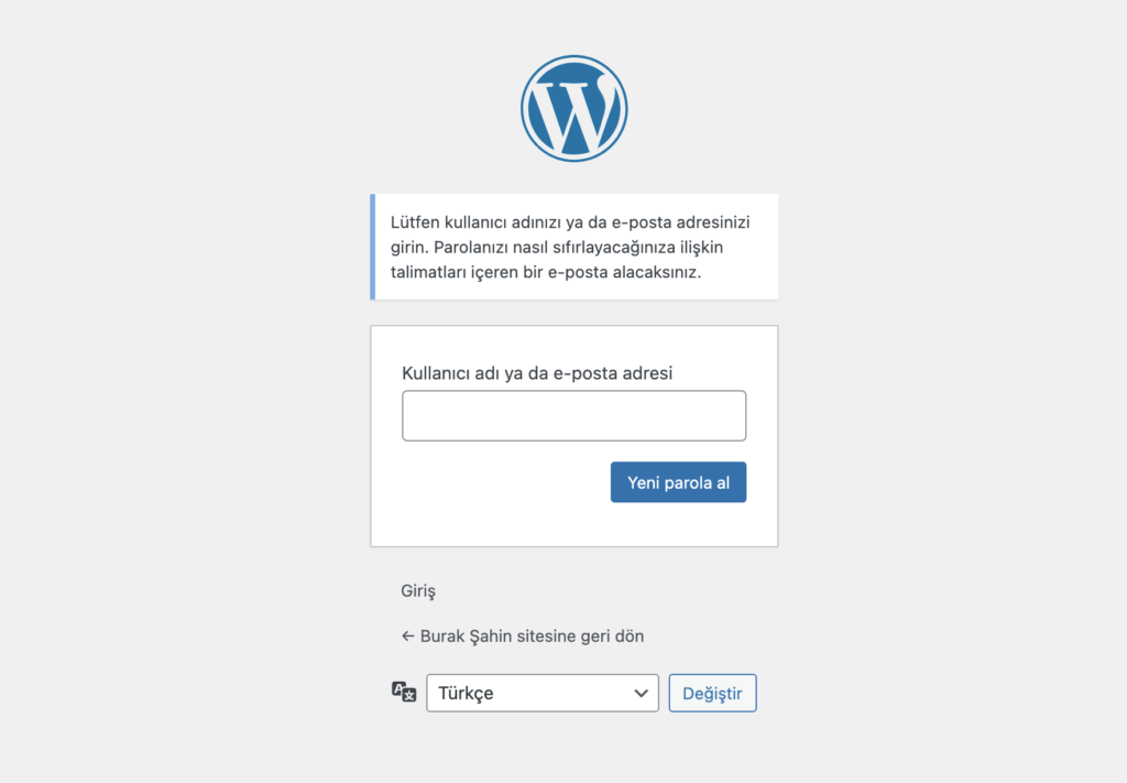 WordPress admin şifresi değiştirme
